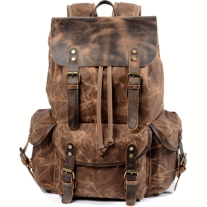 Leather Backpack Vintage - Vintage Men'S Leather Backpack, Waxed Canvas
