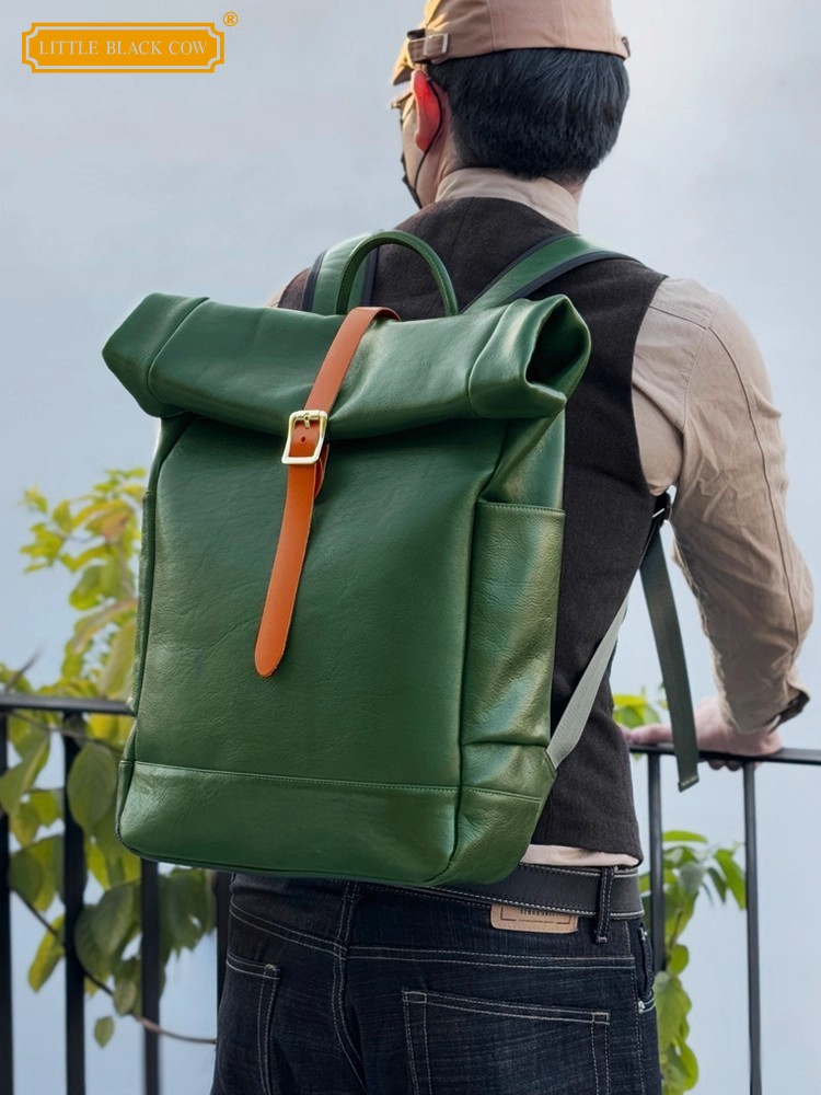 Large Capacity Mens Genuine Le - Leather Backpack Vintage บทวิจารณ์และราคา