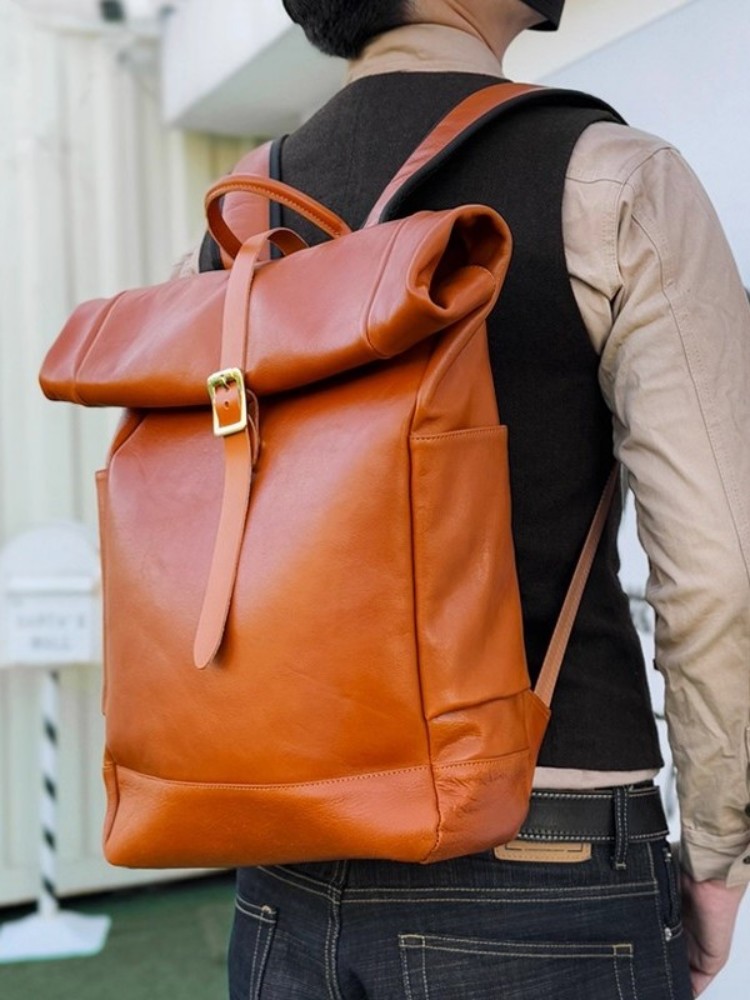 Large Capacity Mens Genuine Le - Leather Backpack Vintage บทวิจารณ์และราคา