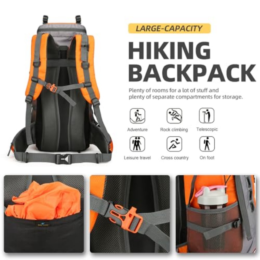 60L Hiking Backpack for Men an - Rain Cover Backpack บทวิจารณ์และราคา