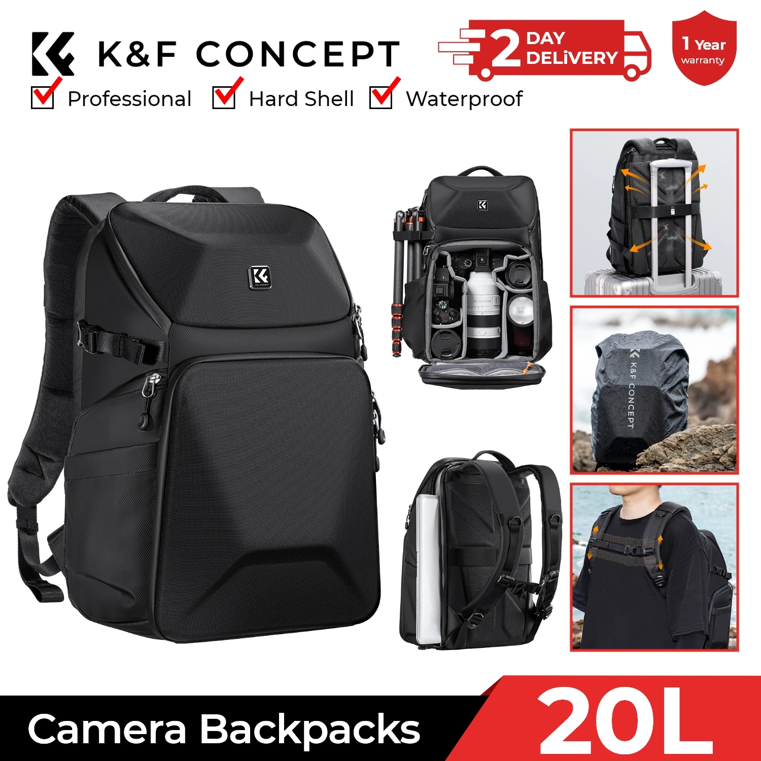 K&F CONCEPT 20L Camera Backpac - Laptop Backpack 15.6 บทวิจารณ์และราคา