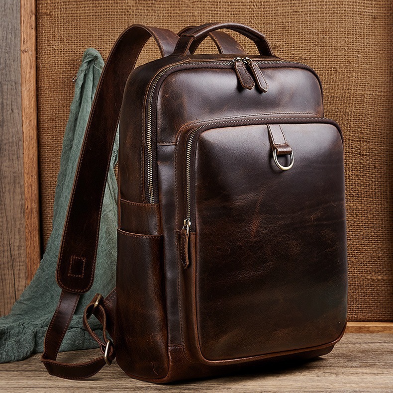 Men's Top Grain Waxed Leather  - Leather Backpack Vintage บทวิจารณ์และราคา