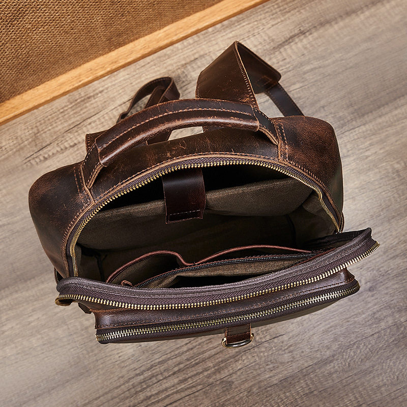 Men's Top Grain Waxed Leather  - Leather Backpack Vintage บทวิจารณ์และราคา