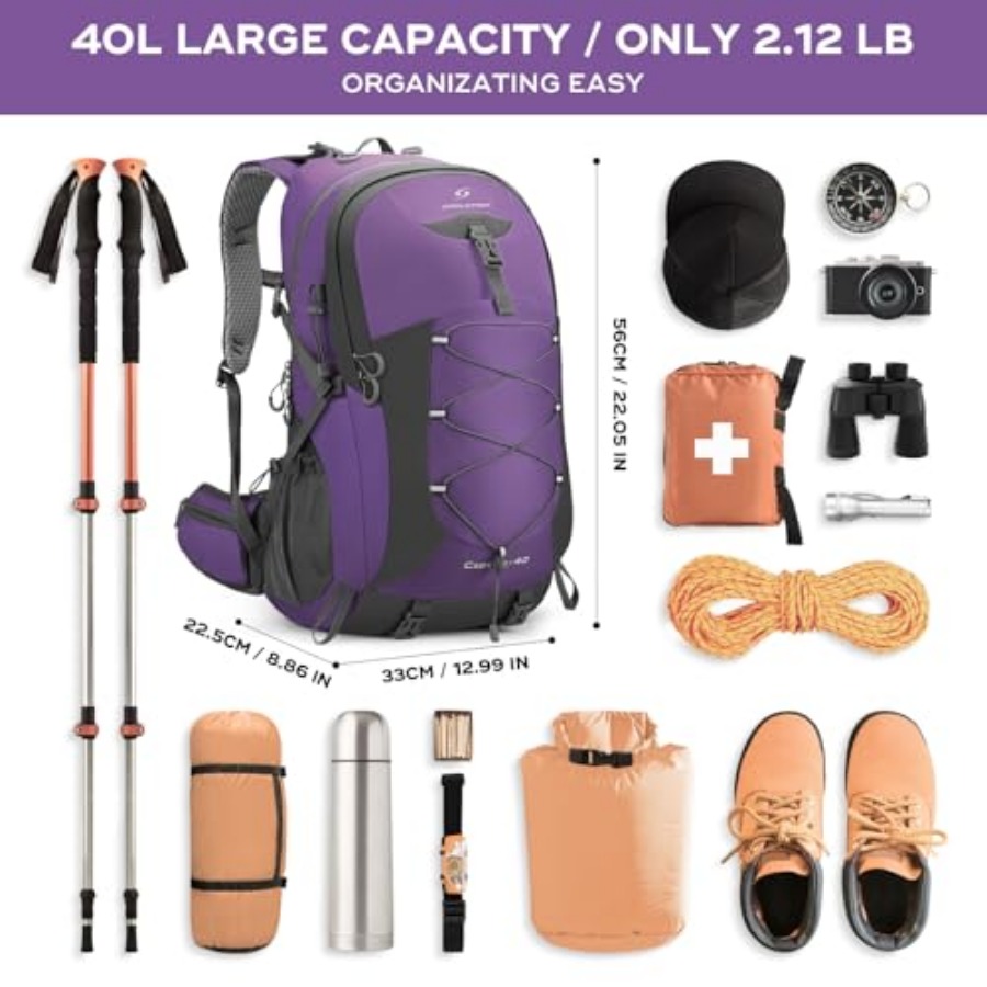 Hiking Backpack, Camping Backp - Rain Cover Backpack บทวิจารณ์และราคา