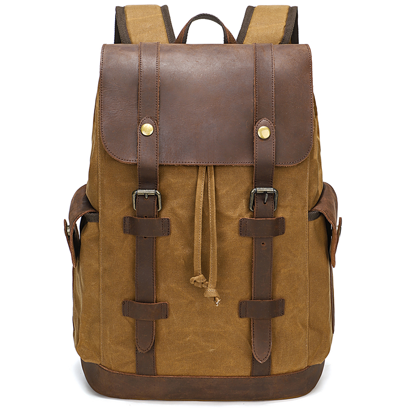 Men's Backpack Vintage Waxed C - Leather Backpack Vintage บทวิจารณ์และราคา