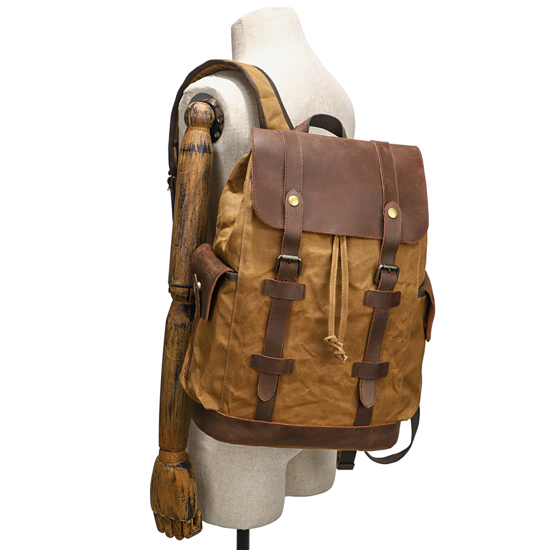 Men's Backpack Vintage Waxed C - Leather Backpack Vintage บทวิจารณ์และราคา