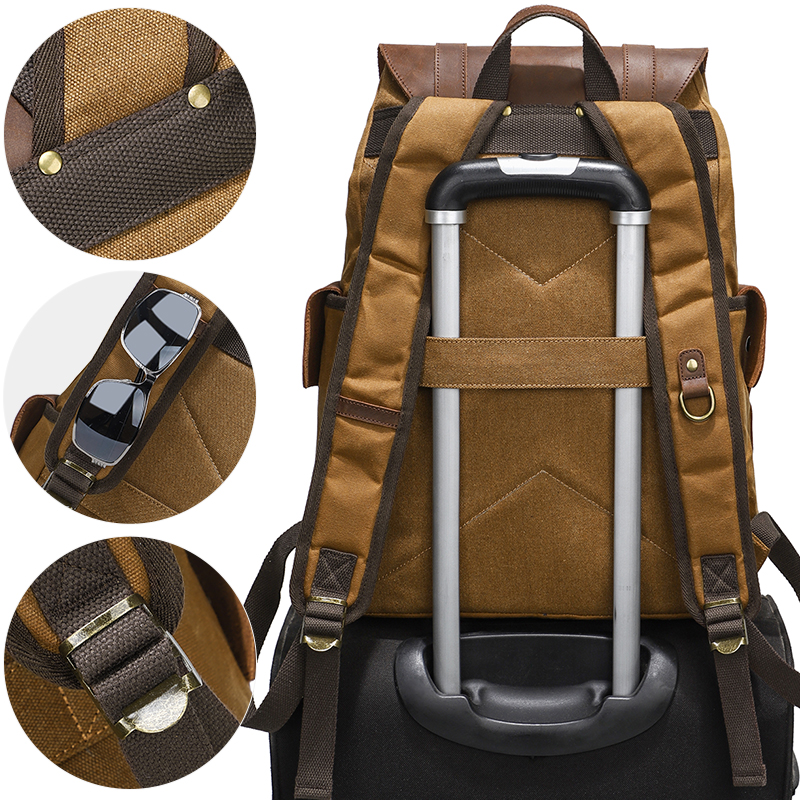 Men's Backpack Vintage Waxed C - Leather Backpack Vintage บทวิจารณ์และราคา