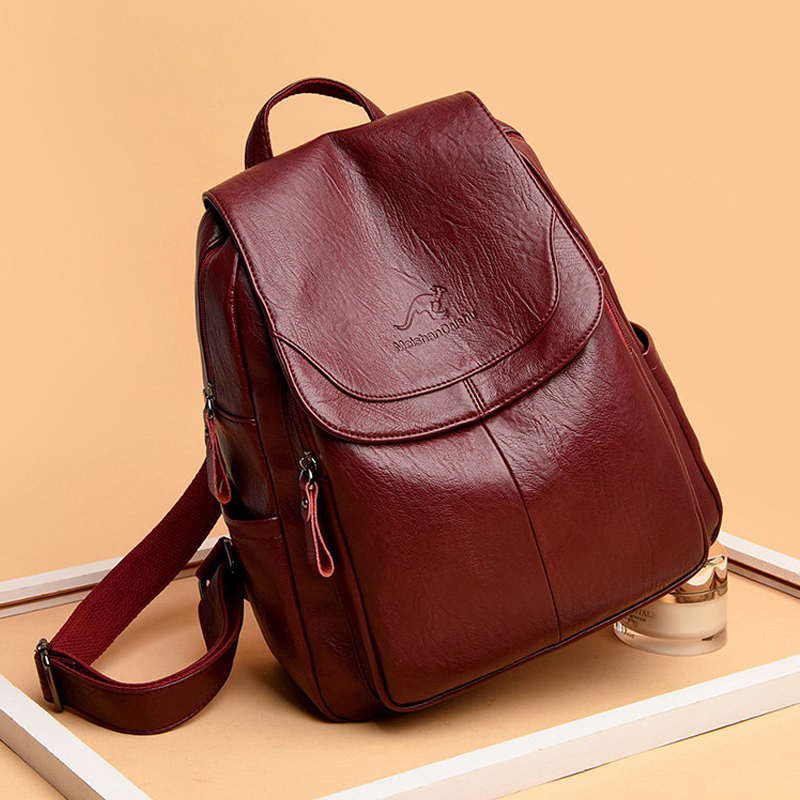 9 Color Women Soft Leather Bac - Leather Backpack Vintage บทวิจารณ์และราคา