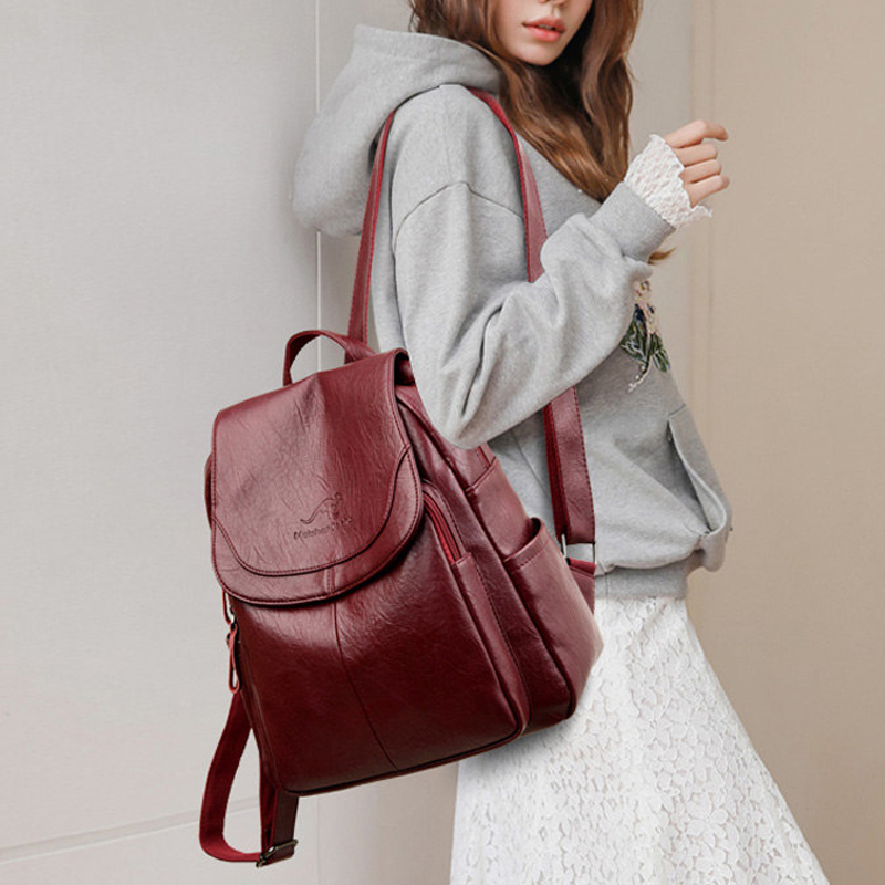 9 Color Women Soft Leather Bac - Leather Backpack Vintage บทวิจารณ์และราคา