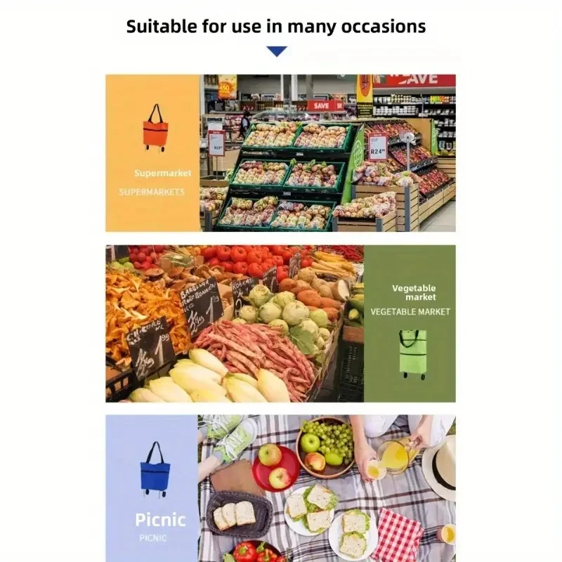 1pc Portable Shopping Cart wit - Foldable Backpack Small บทวิจารณ์และราคา