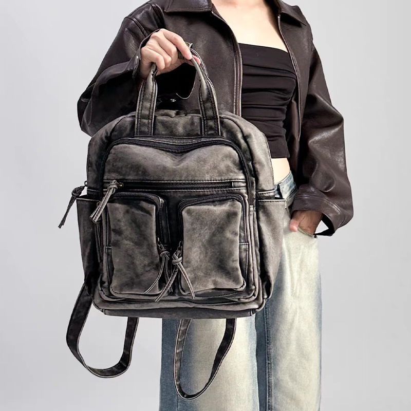 Luxury Soft Washed Pu Leather  - Leather Backpack Vintage บทวิจารณ์และราคา