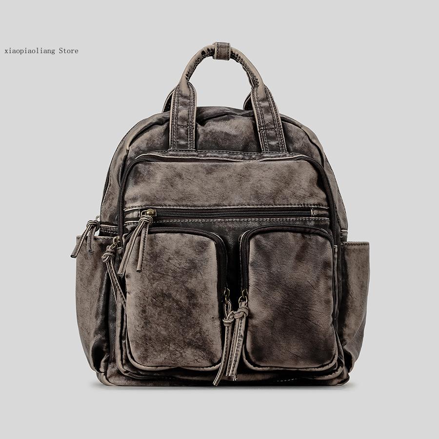 Luxury Soft Washed Pu Leather  - Leather Backpack Vintage บทวิจารณ์และราคา