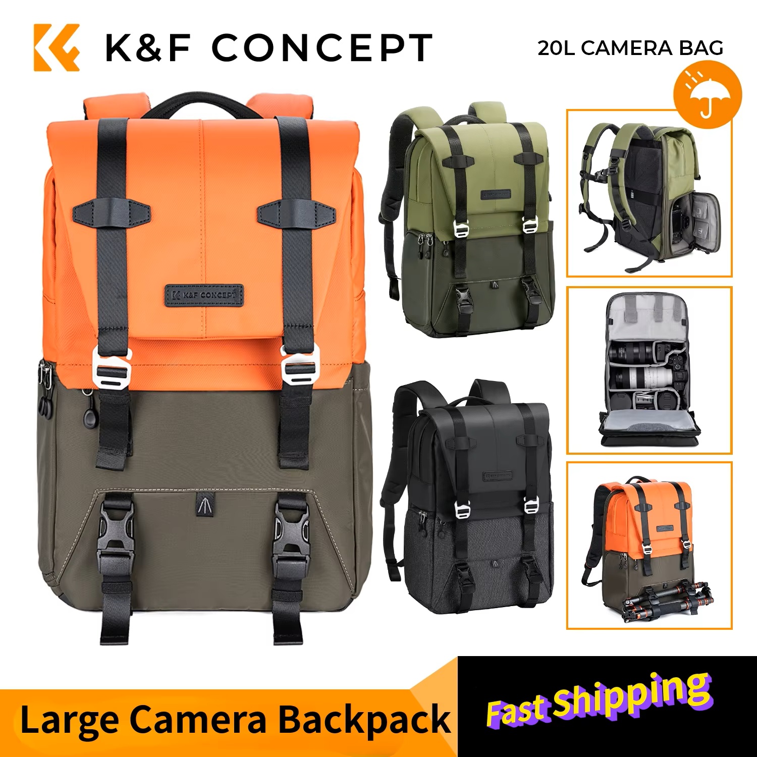 K&F CONCEPT Camera Backpack Tr - Rain Cover Backpack บทวิจารณ์และราคา