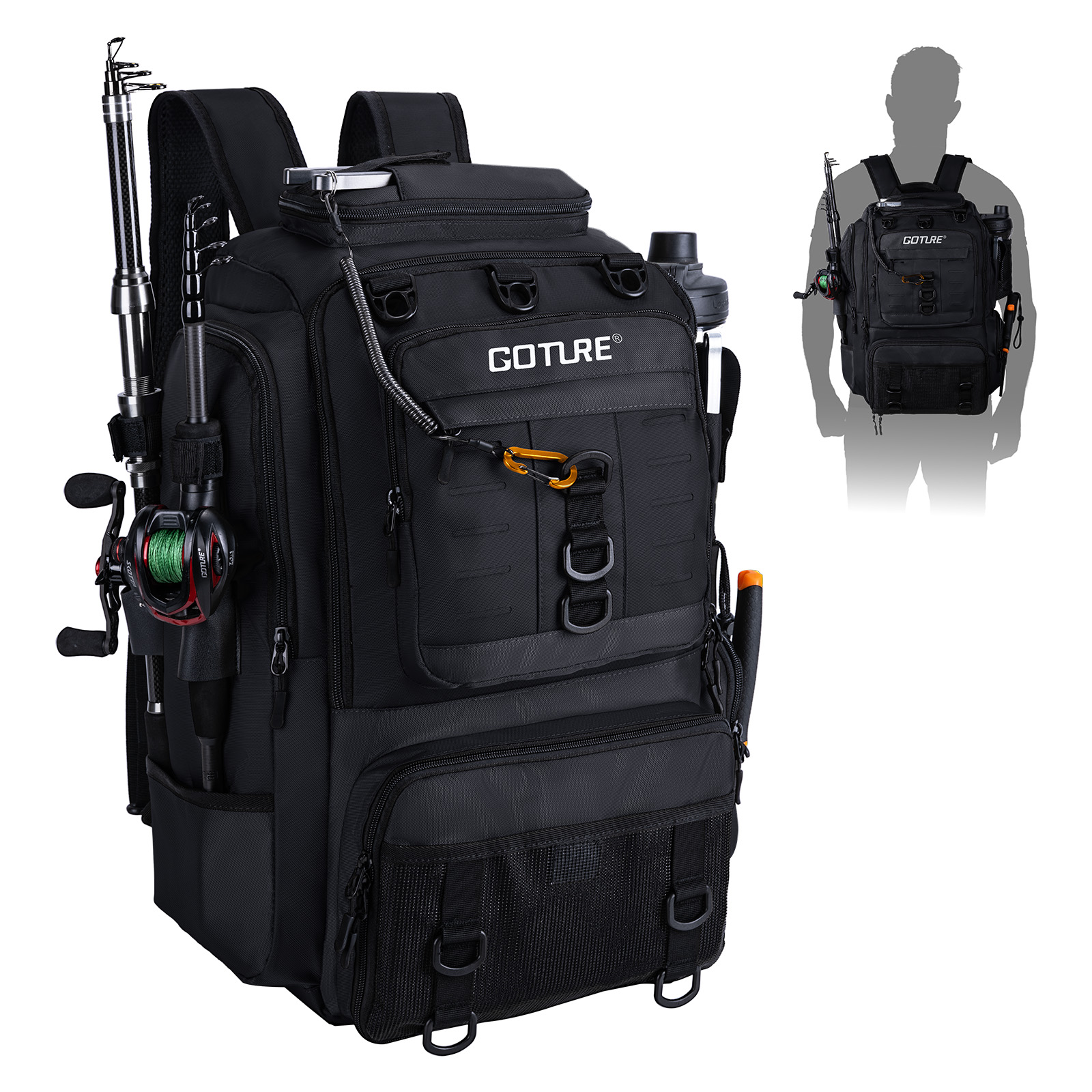 Goture Fishing Bag with Rod Ho - Backpack Insert Organizer บทวิจารณ์และราคา