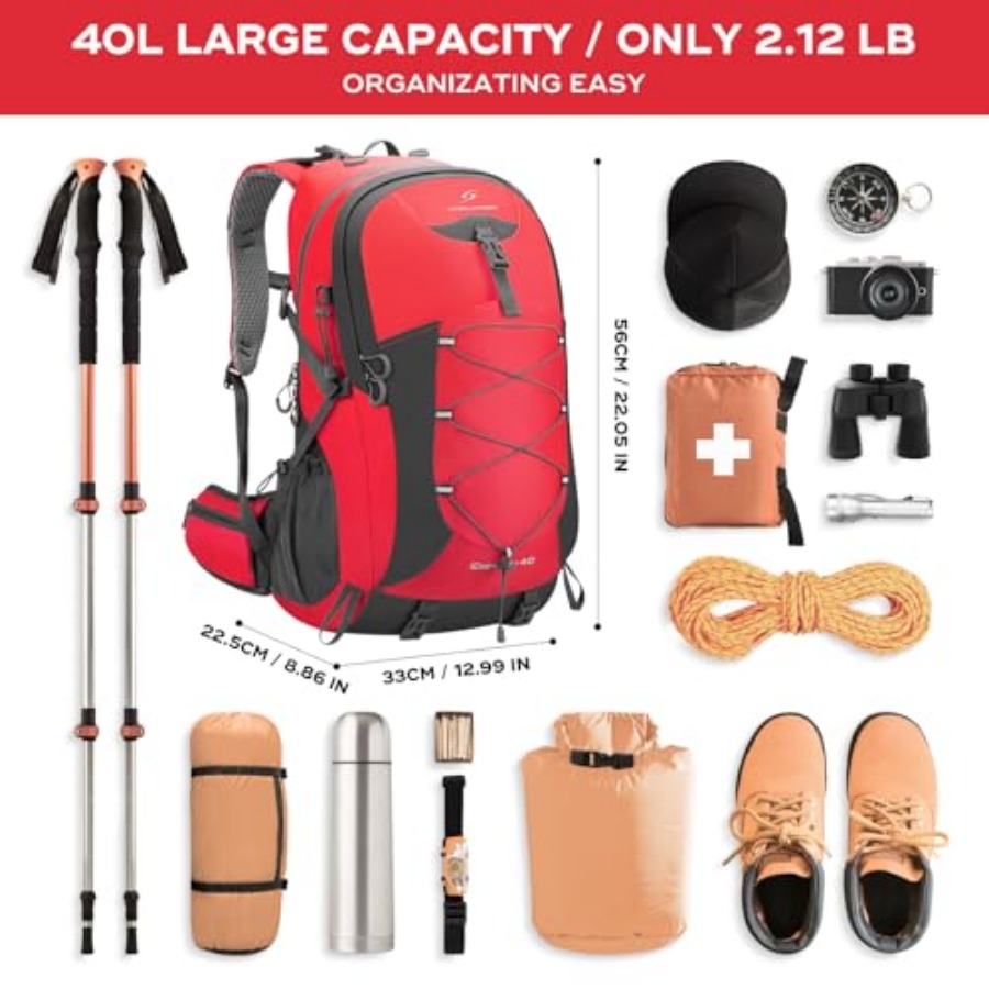 Hiking Backpack, Camping Backp - Rain Cover Backpack บทวิจารณ์และราคา