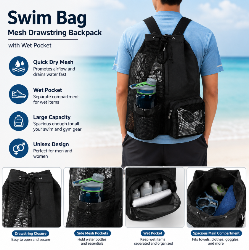 Drawstring Beach Storage Bag M - Drawstring Gym Bag บทวิจารณ์และราคา