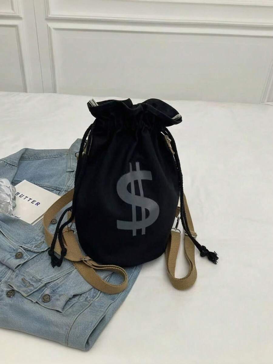 Black Canvas Drawstring Crossb - Canvas Backpack Casual บทวิจารณ์และราคา