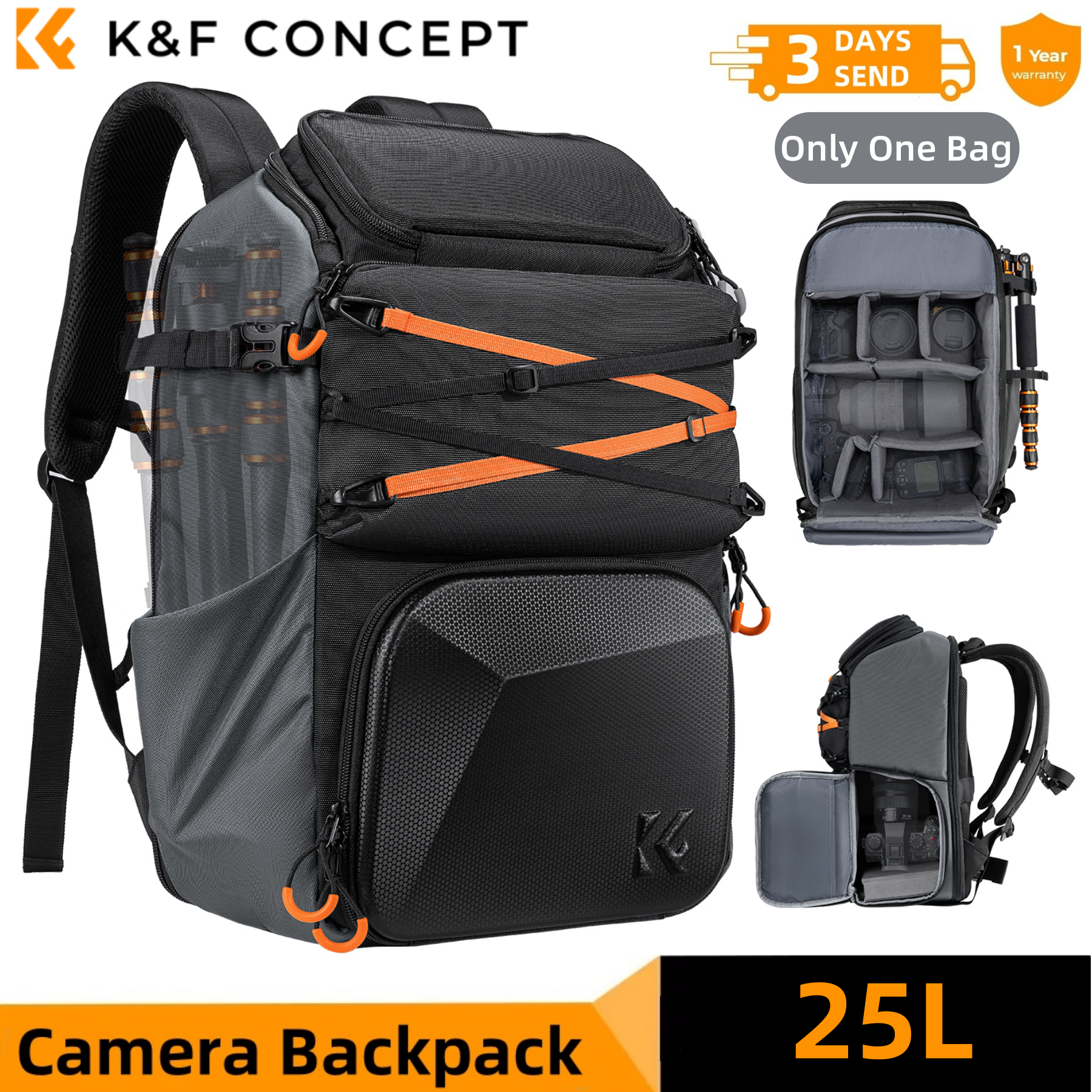 K&F CONCEPT 25L Outdoor Camera - Rain Cover Backpack บทวิจารณ์และราคา