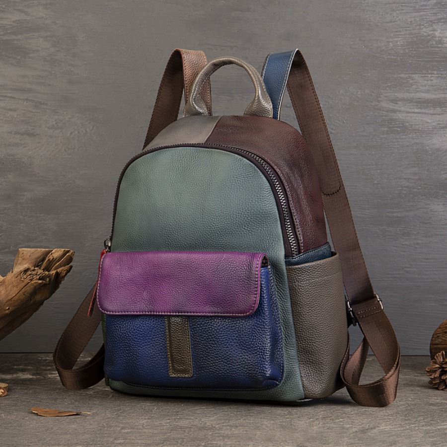 【New Arrival】 Vintage Color Bl - Leather Backpack Vintage บทวิจารณ์และราคา