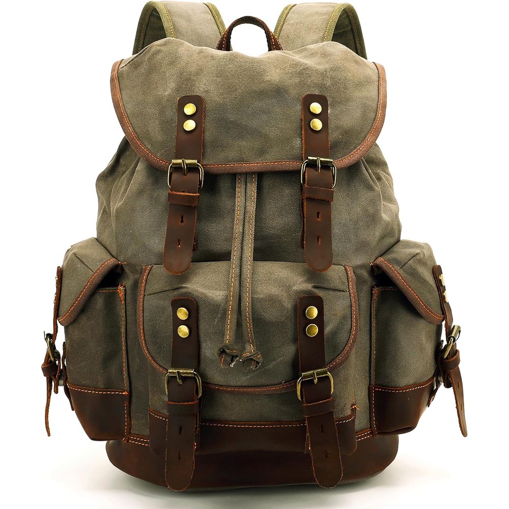 Vintage Canvas Leather Backpac - Leather Backpack Vintage บทวิจารณ์และราคา