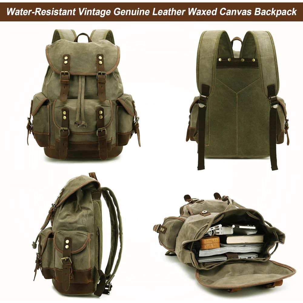 Vintage Canvas Leather Backpac - Leather Backpack Vintage บทวิจารณ์และราคา