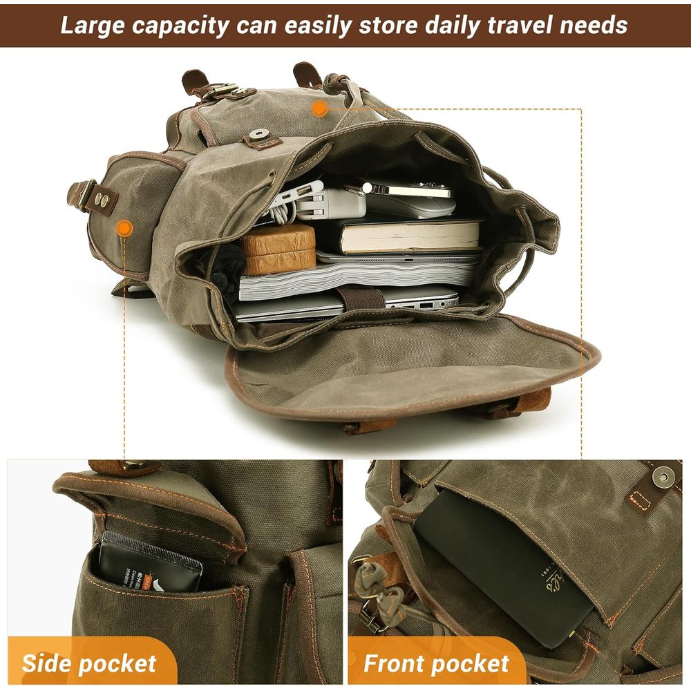 Vintage Canvas Leather Backpac - Leather Backpack Vintage บทวิจารณ์และราคา