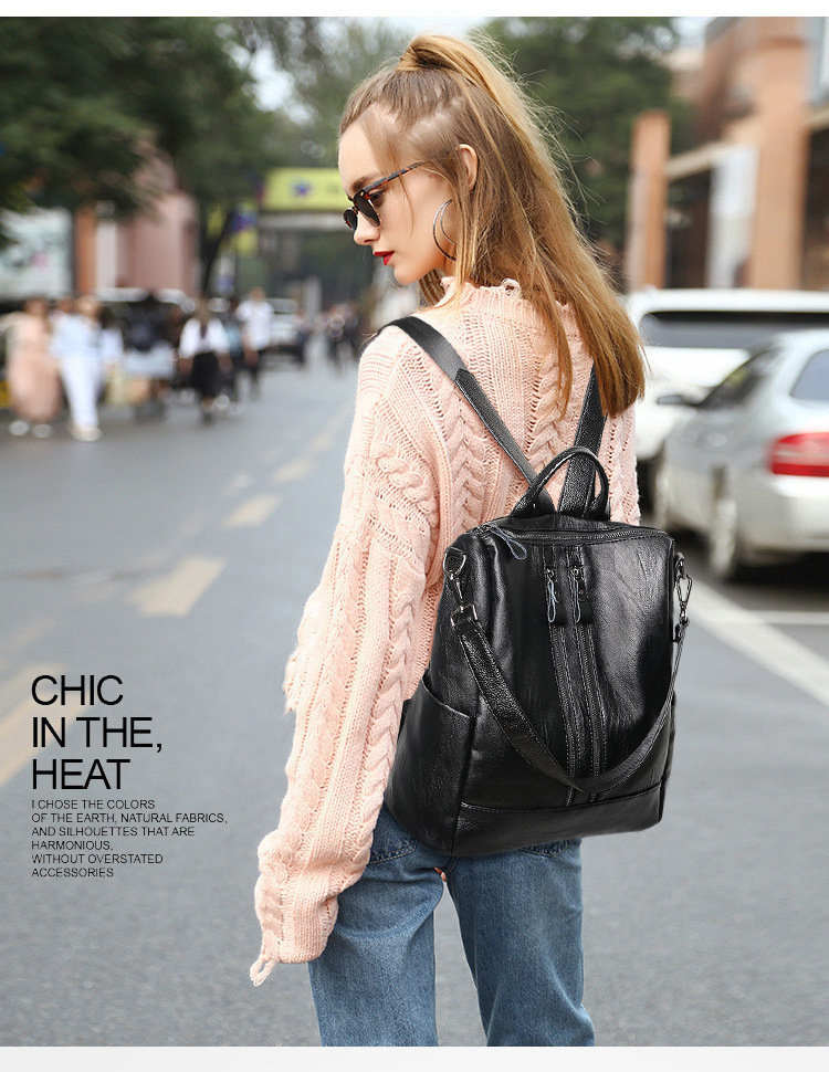 Women Soft Leather Backpack Sc - Canvas Backpack Casual บทวิจารณ์และราคา