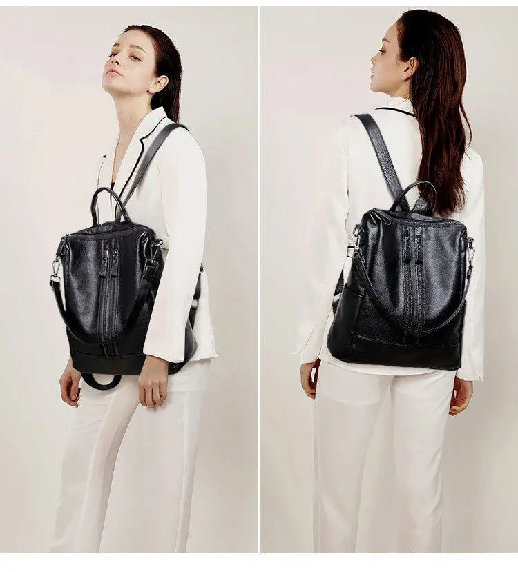 Women Soft Leather Backpack Sc - Canvas Backpack Casual บทวิจารณ์และราคา