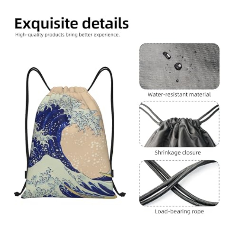 Japanese Kanagawa Ocean Great  - Drawstring Gym Bag บทวิจารณ์และราคา