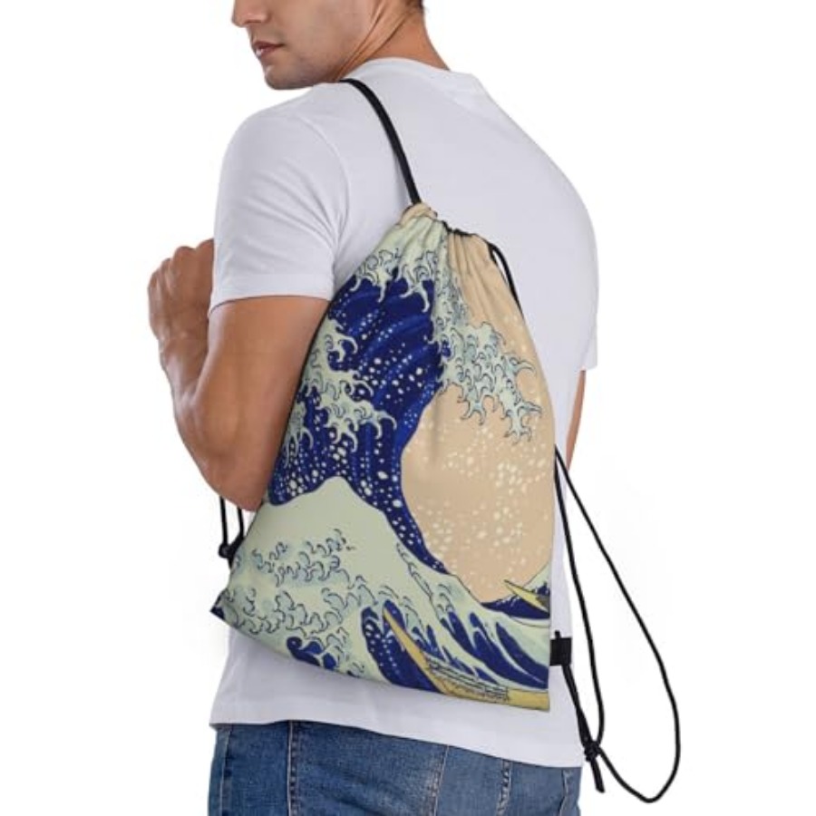 Japanese Kanagawa Ocean Great  - Drawstring Gym Bag บทวิจารณ์และราคา