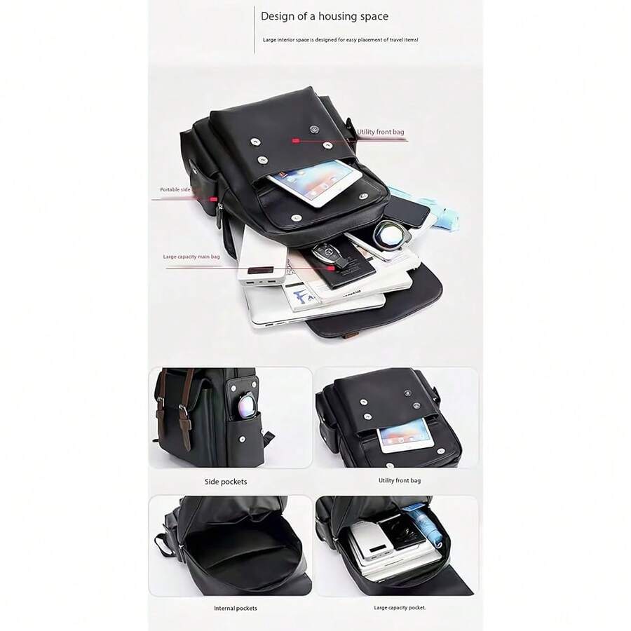 PU Leather Backpack For Men An - Leather Backpack Vintage บทวิจารณ์และราคา