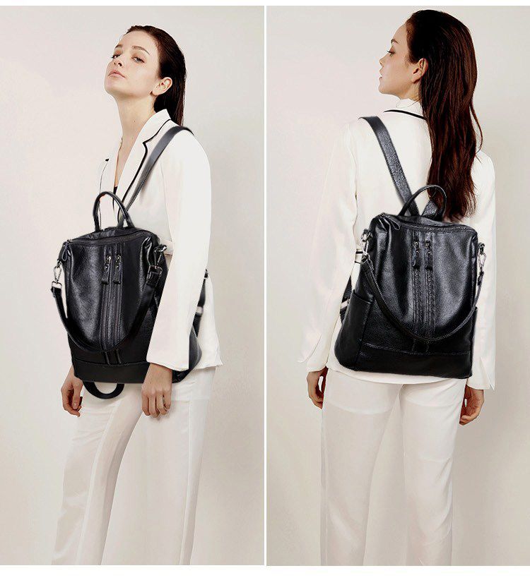 Women Soft Leather Backpack Sc - Canvas Backpack Casual บทวิจารณ์และราคา