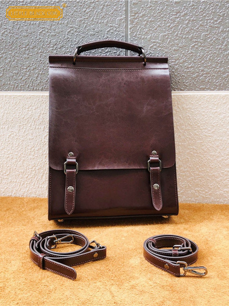British Style Vintage Cow Spli - Leather Backpack Vintage บทวิจารณ์และราคา