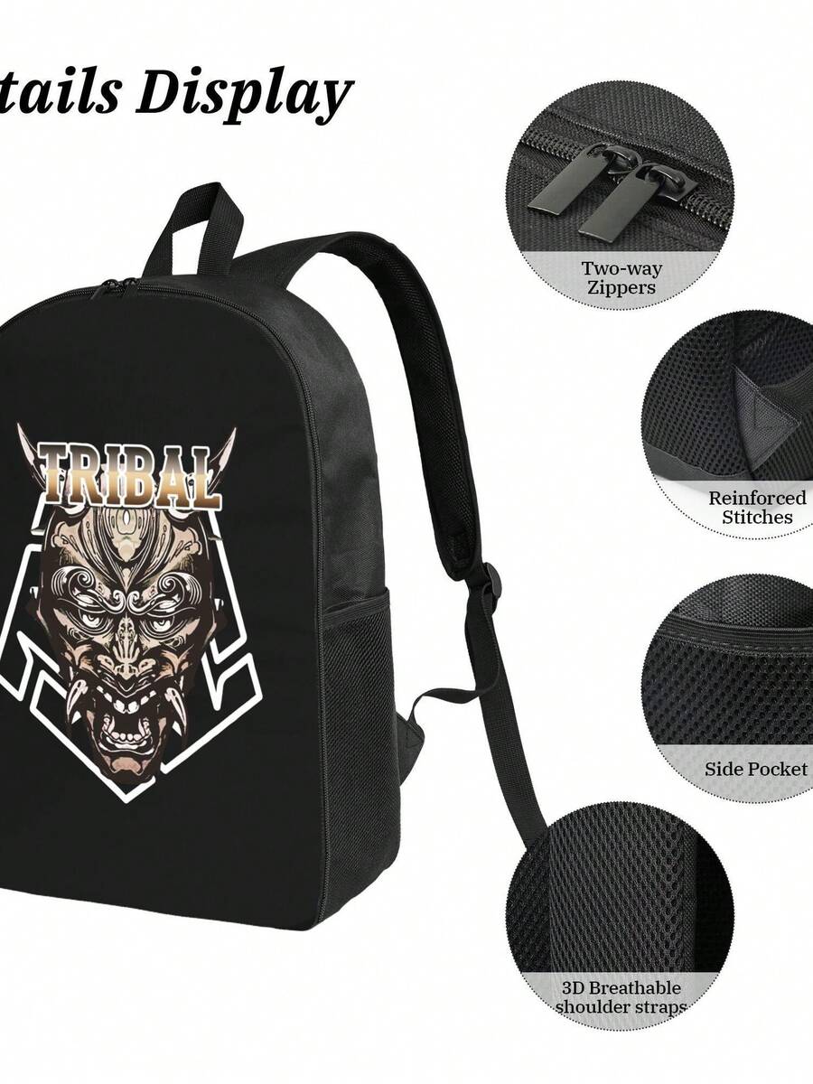 Tribal Demon Print Waterproof  - Travel Backpack Anti Theft บทวิจารณ์และราคา