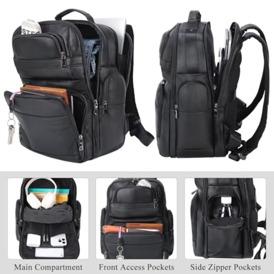 Men's Vintage Leather Backpack - Laptop Backpack 15.6 บทวิจารณ์และราคา