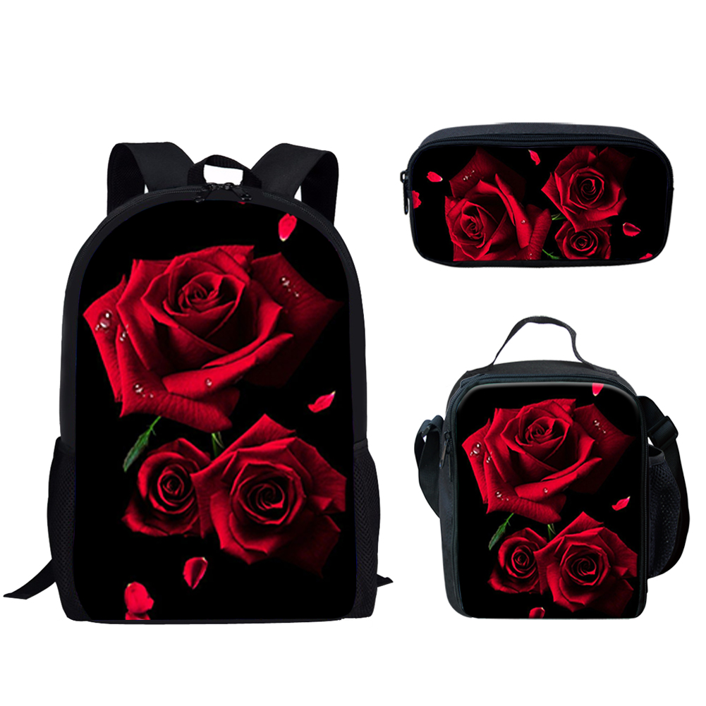 Gothic Red Rose Design Print 3 - School Backpack Teen บทวิจารณ์และราคา