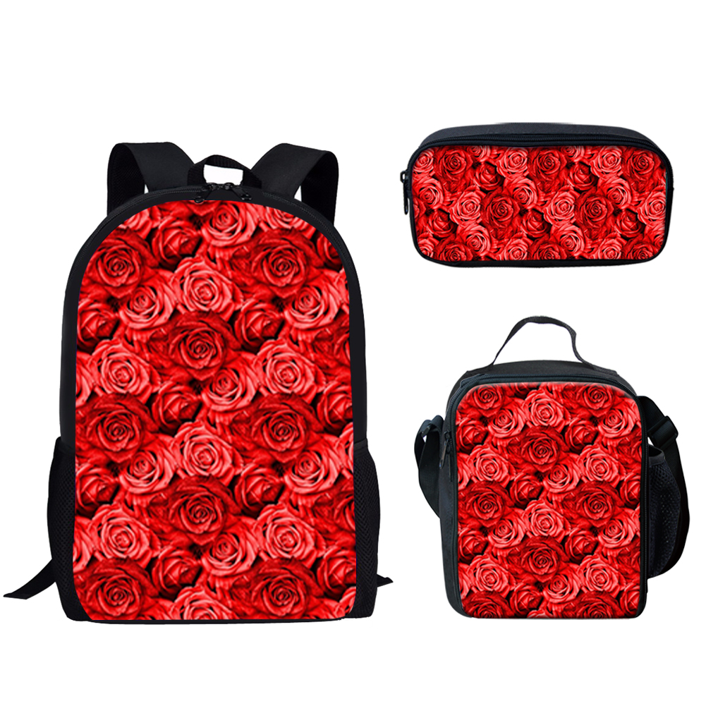 Gothic Red Rose Design Print 3 - School Backpack Teen บทวิจารณ์และราคา