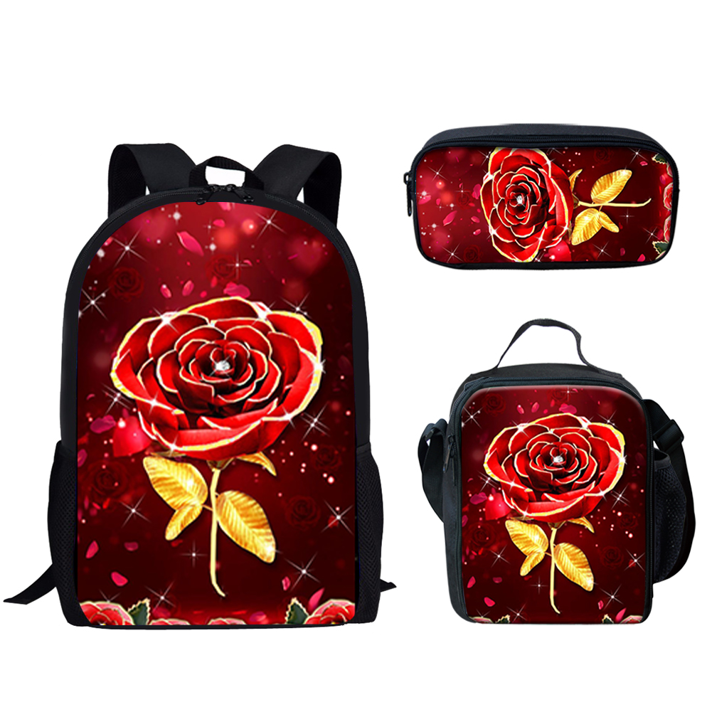Gothic Red Rose Design Print 3 - School Backpack Teen บทวิจารณ์และราคา