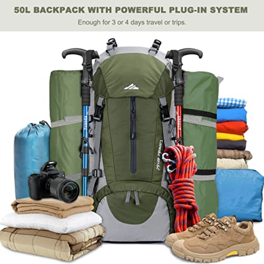 Loowoko 50L Hiking Backpack, W - Rain Cover Backpack บทวิจารณ์และราคา