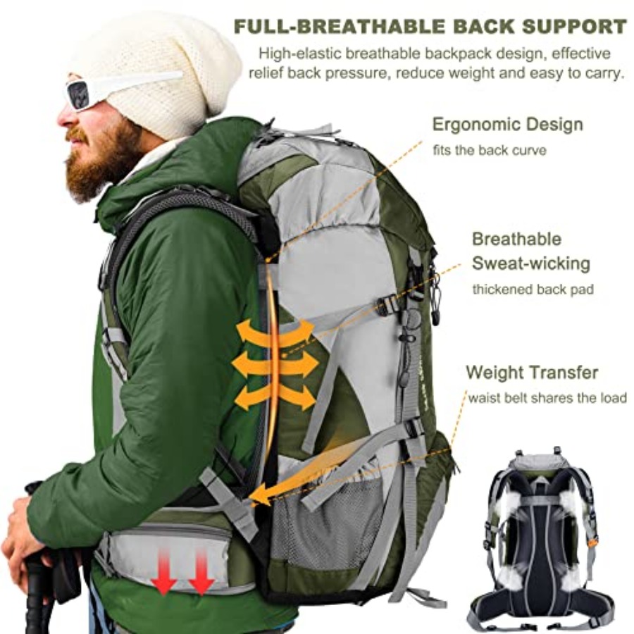 Loowoko 50L Hiking Backpack, W - Rain Cover Backpack บทวิจารณ์และราคา