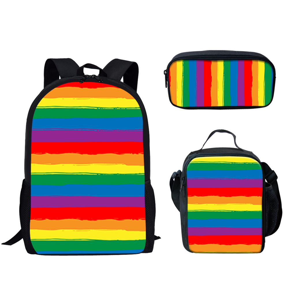 Rainbow Pride Stripes Print 3S - School Backpack Teen บทวิจารณ์และราคา