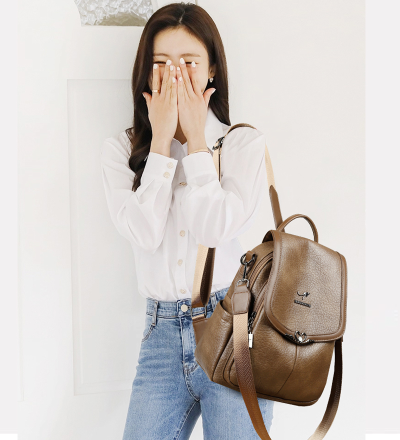 2026 new Ladies Bookbag Rucksa - Leather Backpack Vintage บทวิจารณ์และราคา