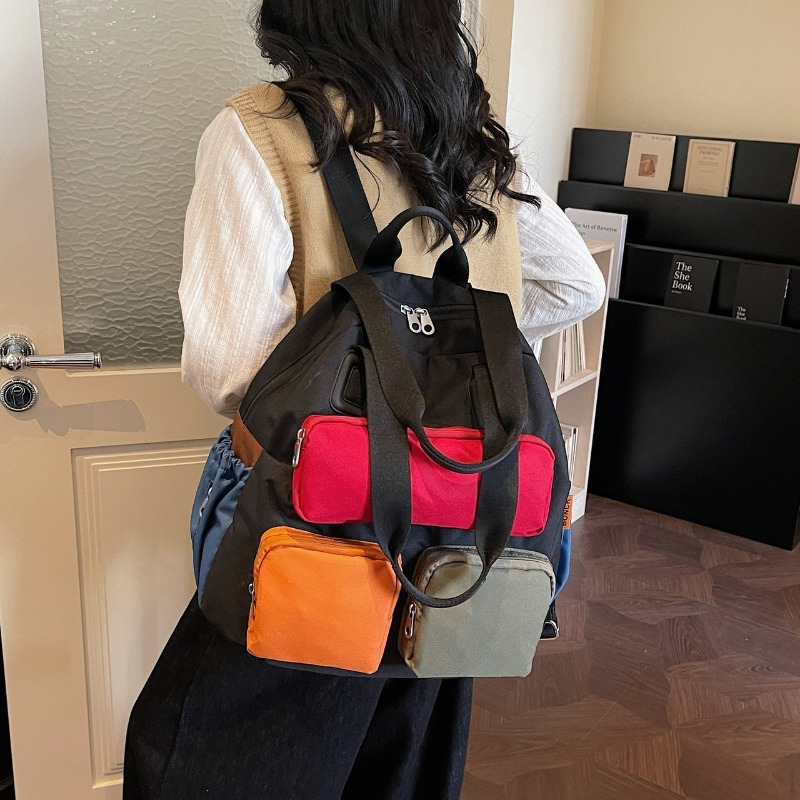 Multi-pocket Checkered Youth B - Canvas Backpack Casual บทวิจารณ์และราคา