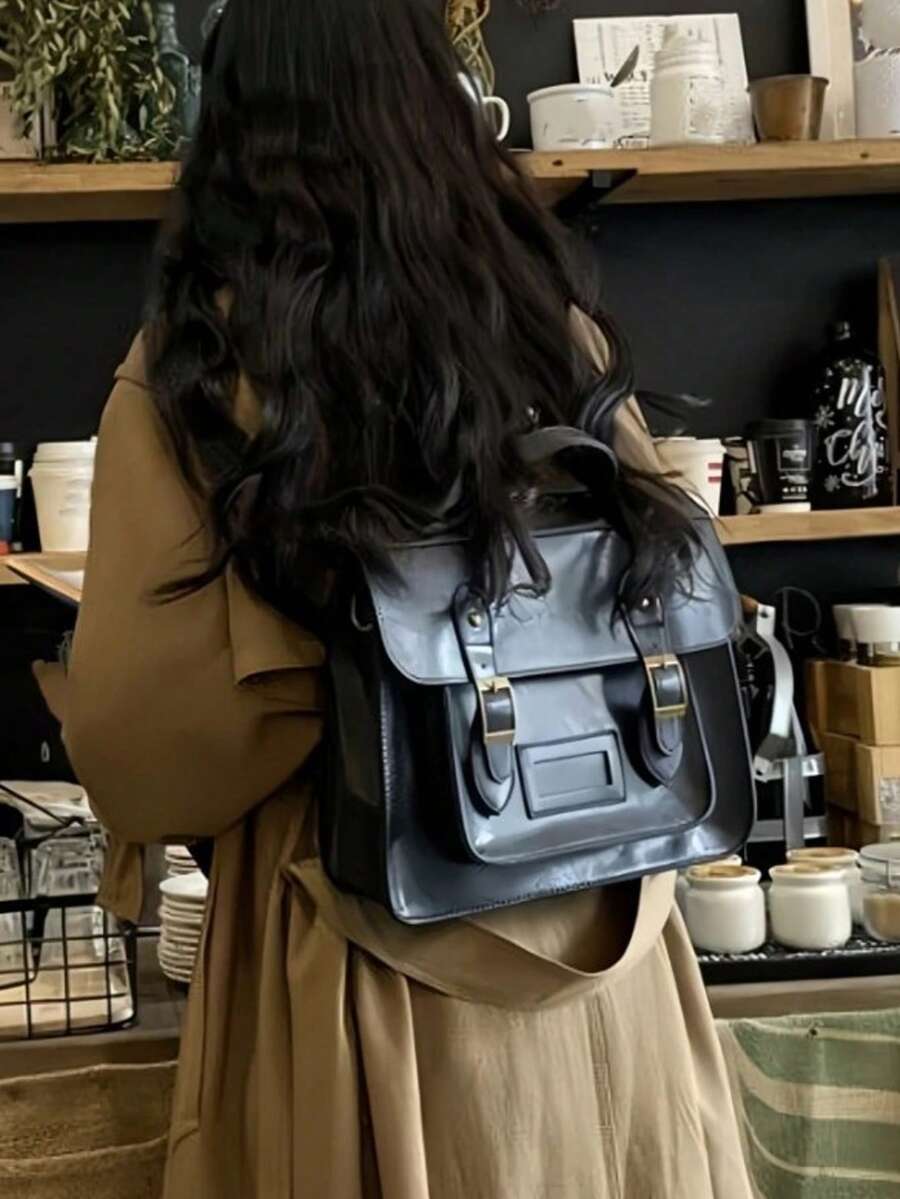 Retro British Style Satchel Ba - Leather Backpack Vintage บทวิจารณ์และราคา