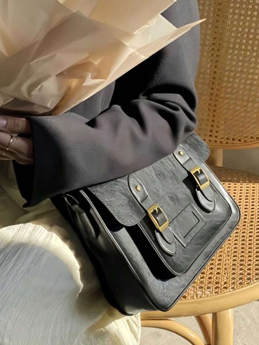 Retro British Style Satchel Ba - Leather Backpack Vintage บทวิจารณ์และราคา