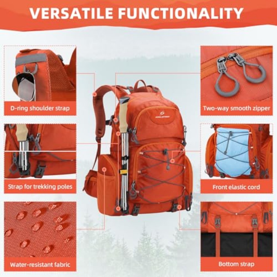 Hiking Backpack, 40L Waterproo - Rain Cover Backpack บทวิจารณ์และราคา