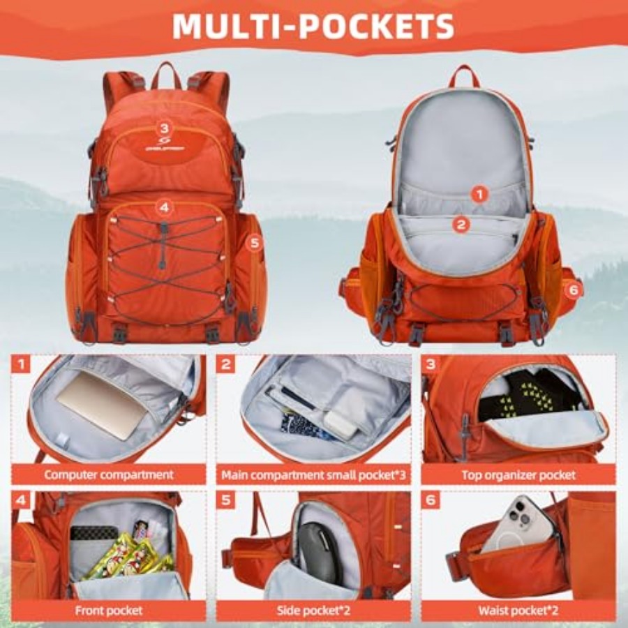 Hiking Backpack, 40L Waterproo - Rain Cover Backpack บทวิจารณ์และราคา