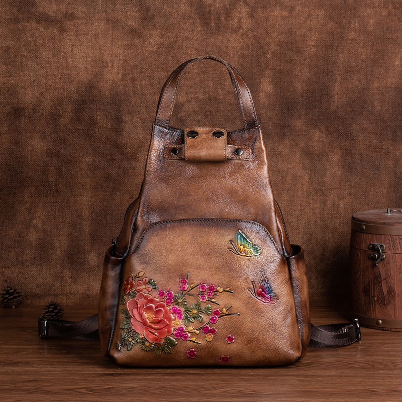 Johnature Genuine Leather Embo - Leather Backpack Vintage บทวิจารณ์และราคา