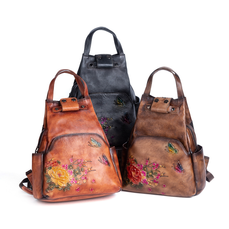 Johnature Genuine Leather Embo - Leather Backpack Vintage บทวิจารณ์และราคา
