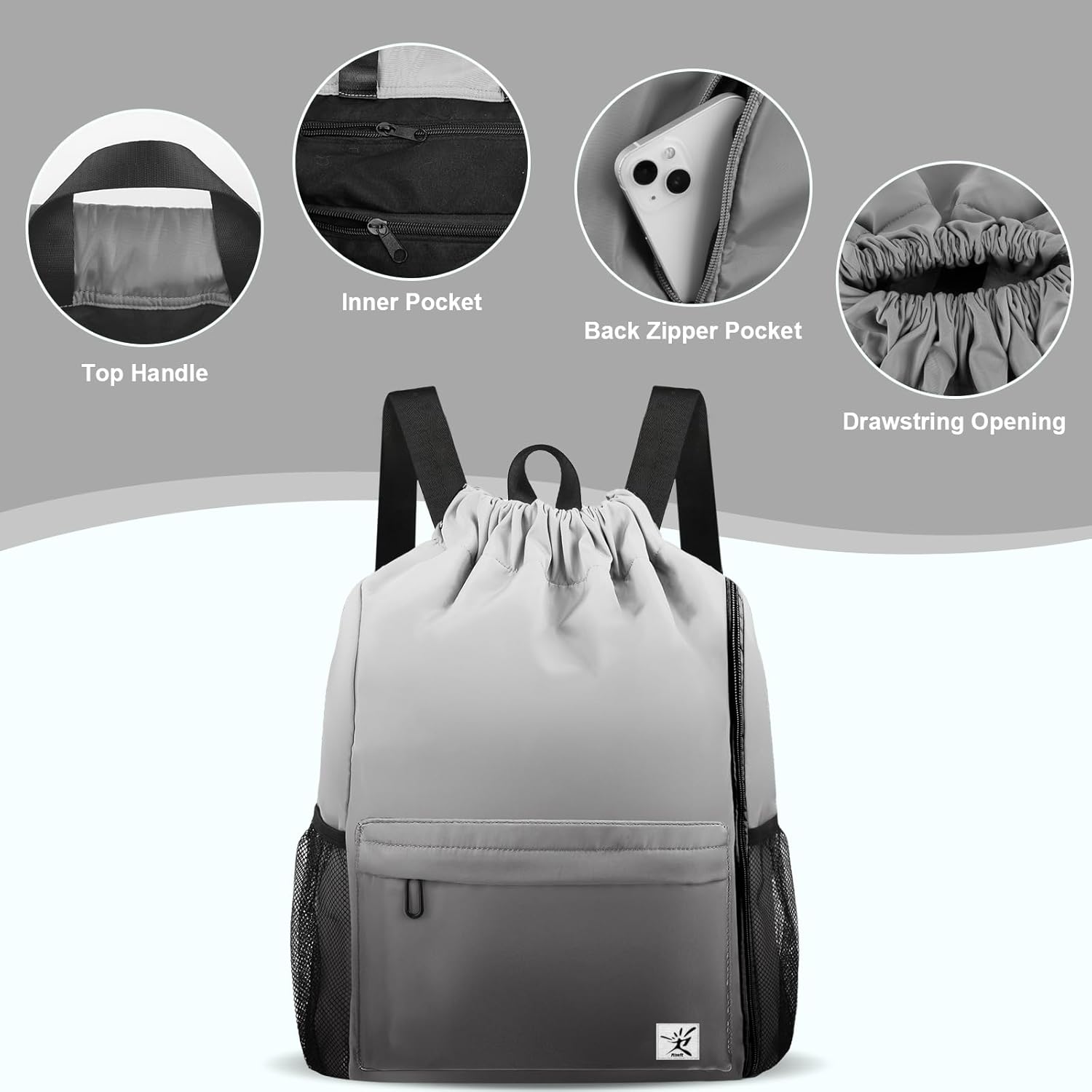 Drawstring Backpack with Mesh  - Drawstring Gym Bag บทวิจารณ์และราคา